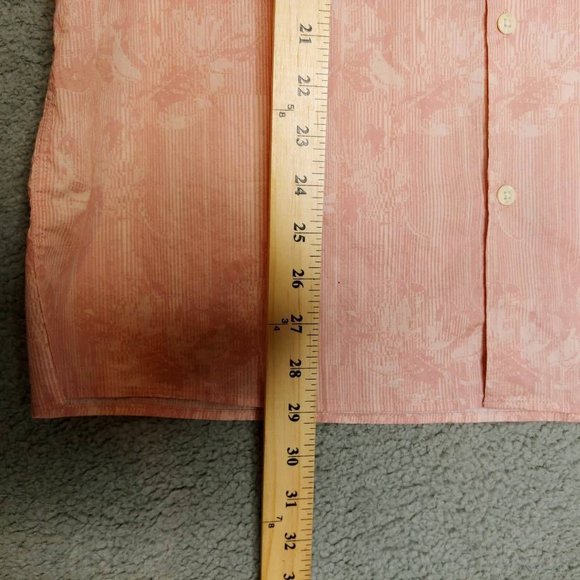 Selected Homme Mens Button Front Shirt Pink Striped Leaves Short Sleeve 16.5 New - Picture 4 of 10